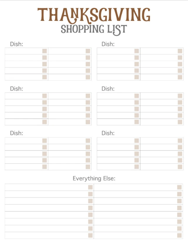 Friendsgiving Food List Template Sheet FREE